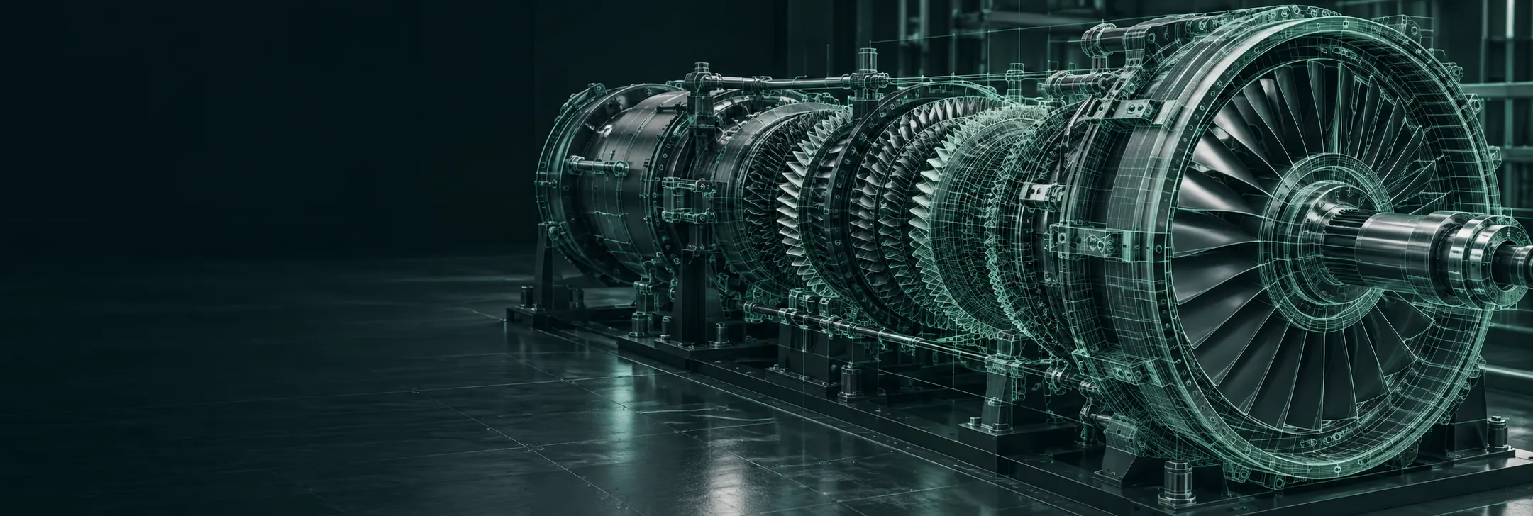 Technisches Turbinenmodell als CAD-Wireframe