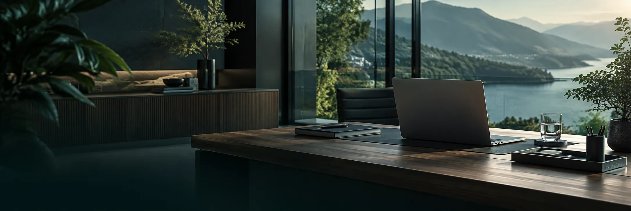 Ruhiger moderner Arbeitsplatz mit Laptop